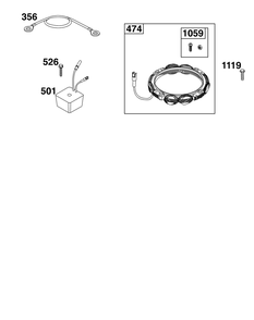Alternator Group Diagram and Parts List for 31R877-0001-B5 200000 - 399999 Briggs and Stratton Engine